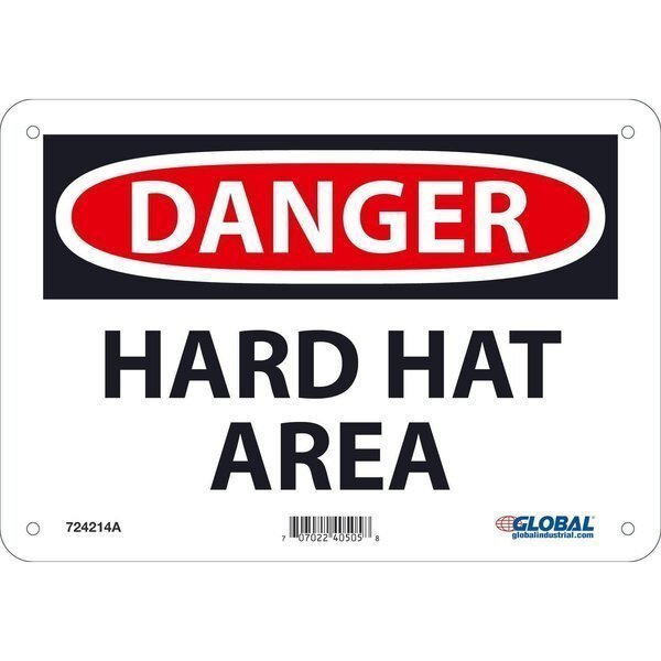 Danger Hard Hat Area, 7x10, Aluminum, Global Industrial, Mfr#: 724214A